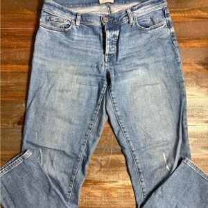 LOFT Women’s Button Fly Classic Blue Straight Leg Jeans—EUC